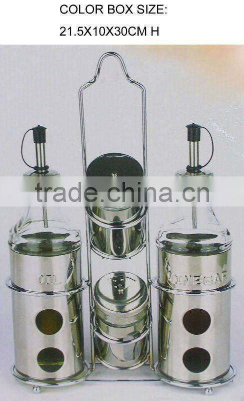 high quality with metal rack glass oil and vinegar bottle set