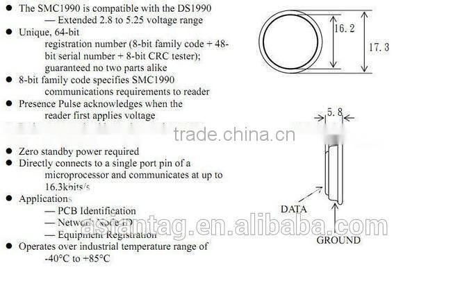 cheap Standard size smart card DS1971-F5, electronic key, SOA ibutton