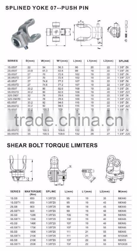 Hot Sales Agricultural Tractors Pto Drive Shaft With Shear Pin Clutch