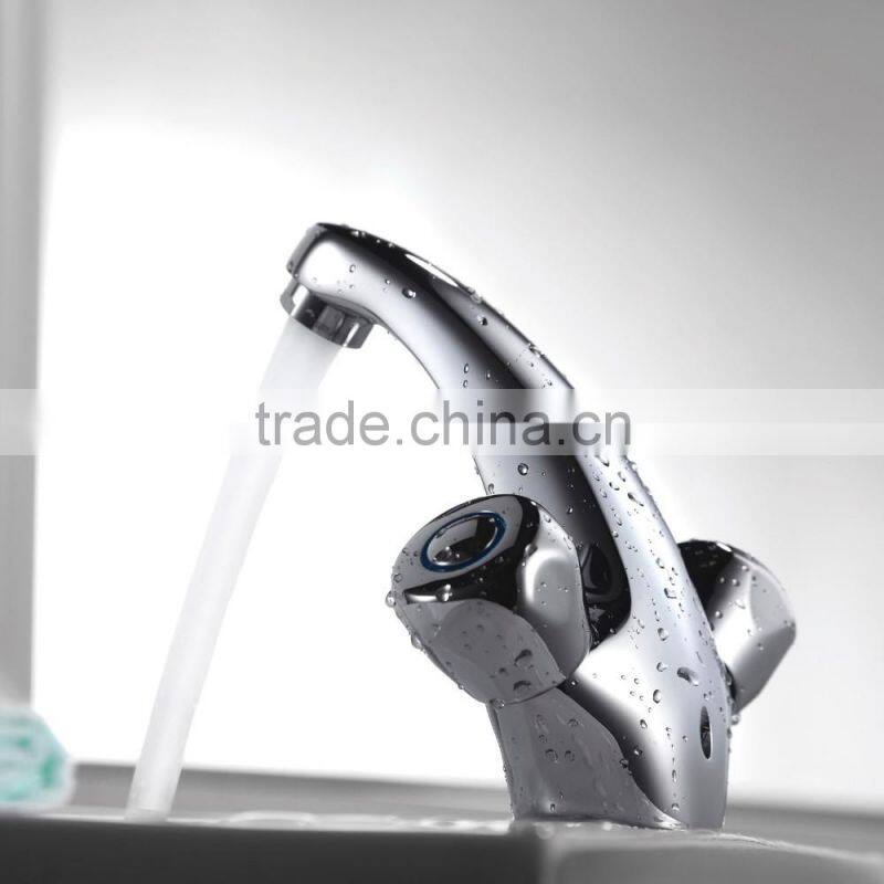 Single Hole Dual Wheels Bathroom Wash Basin Faucets