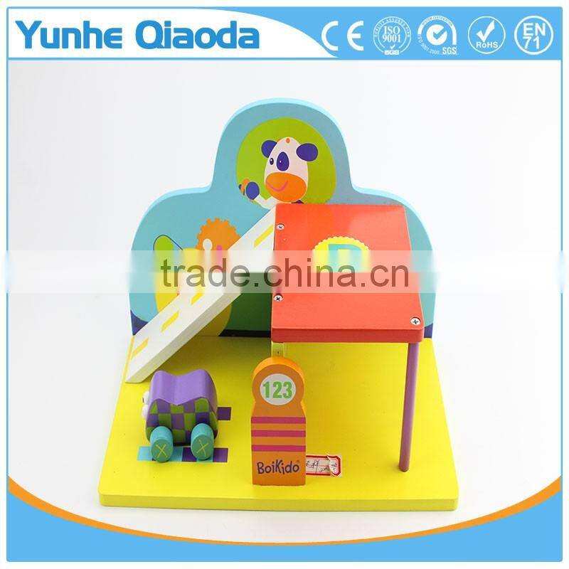 Early Learning wooden play toys the parking with a min car