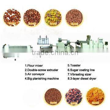 stainless steel double-screw corn flakes breakfast cereal extruder machinery