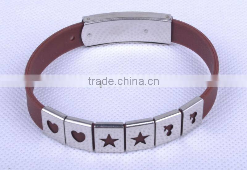 silicone bracelet with metal