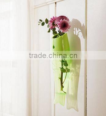 Multicolor transparent wall-hanging plastic vase