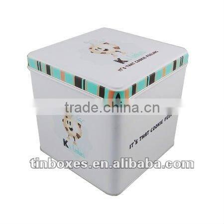 popular square glossy empty metal cookie tin