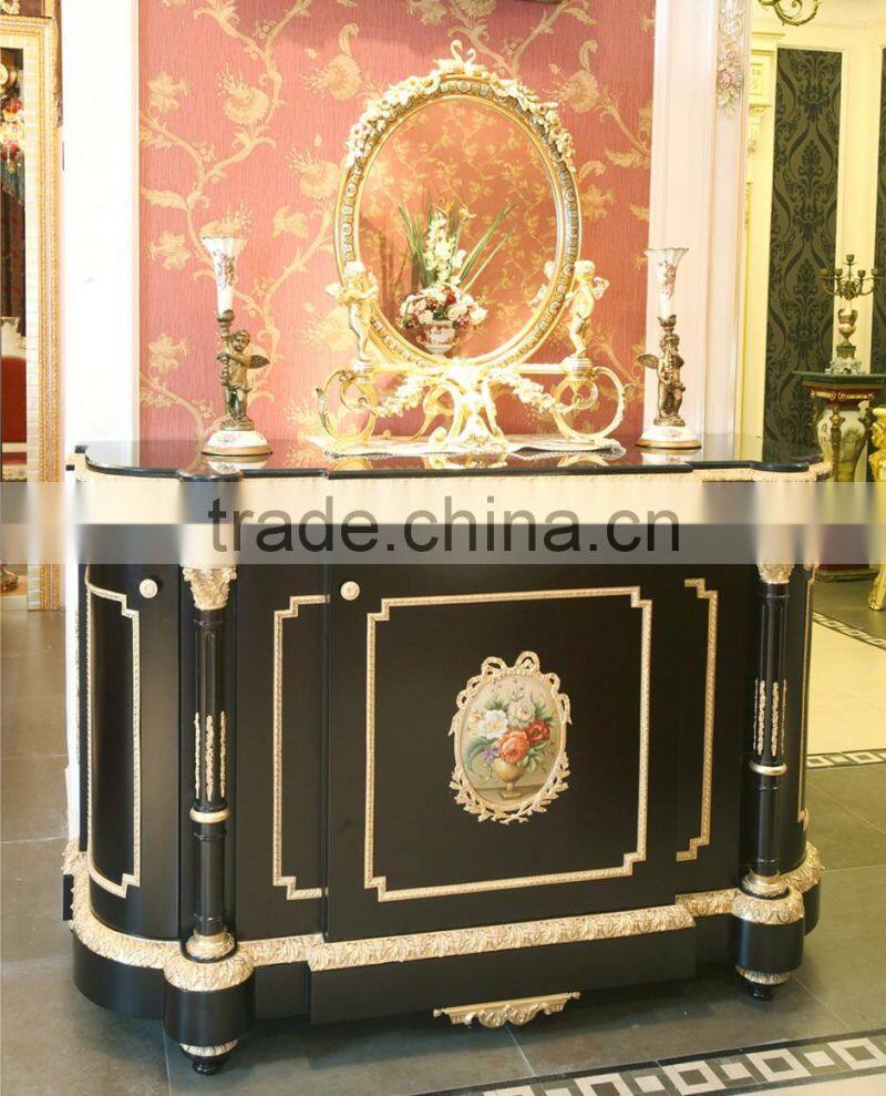 European Wooden Two Doors Brass Mounted Glass Wine Display Cabinet/ Antique Living Room Shabby Chic Curio Cabinet, Showcase