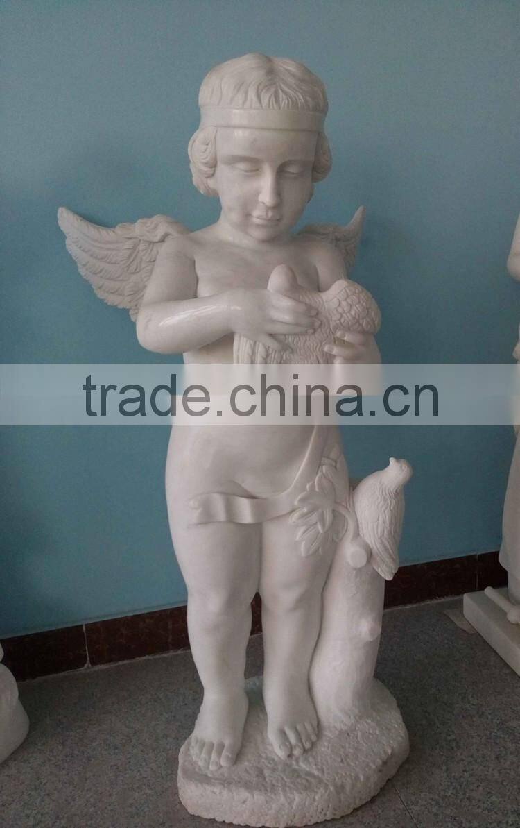 Western Style Stone Carvings And Sculptures Marble Beautiful Angel Figure Statue