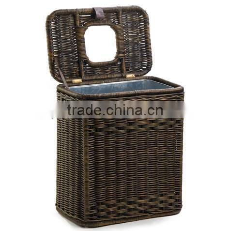 Recycling willow baskets with metal Liner for Trashes