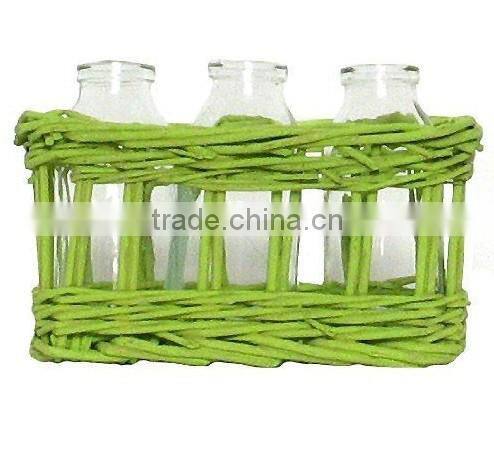 Blue Willow Basket with Glass Carafe (Shandong)