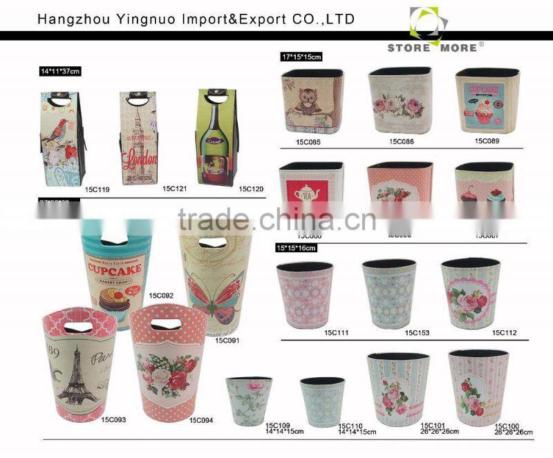 Eiffel Tower Printed Faux Leather trash can