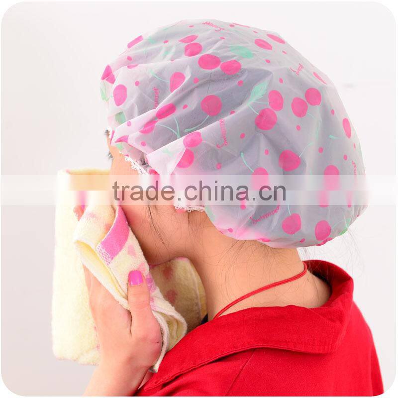 Q076 wholesale cap lovely thick waterproof bath plastic shower cap