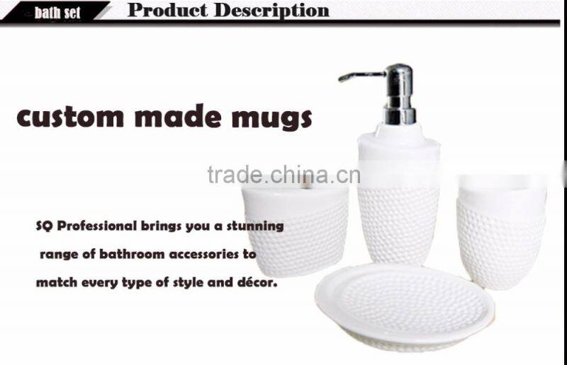 4psc white custom design ceramic bath set, bathroom accessory sanitary set