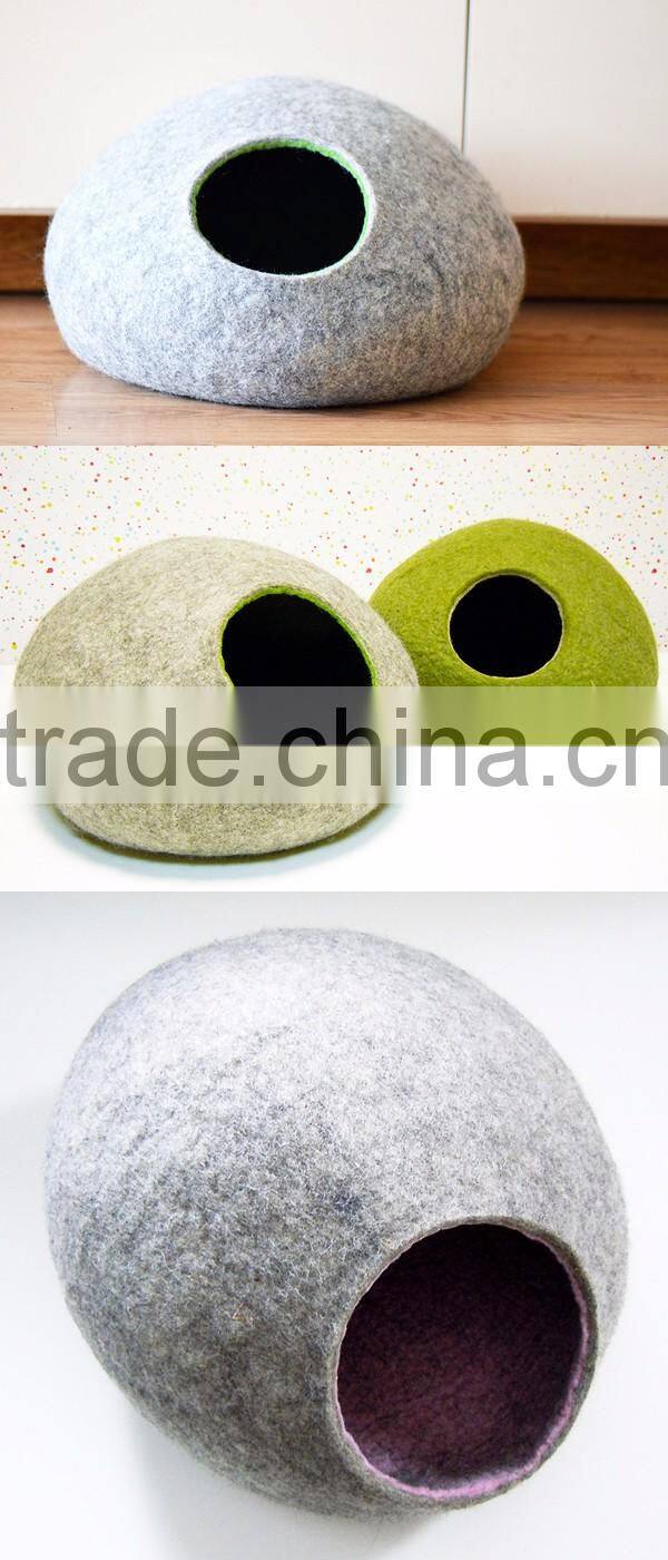 Felt Cat Cave Handmade Indoor 100% Wool Cat Bed