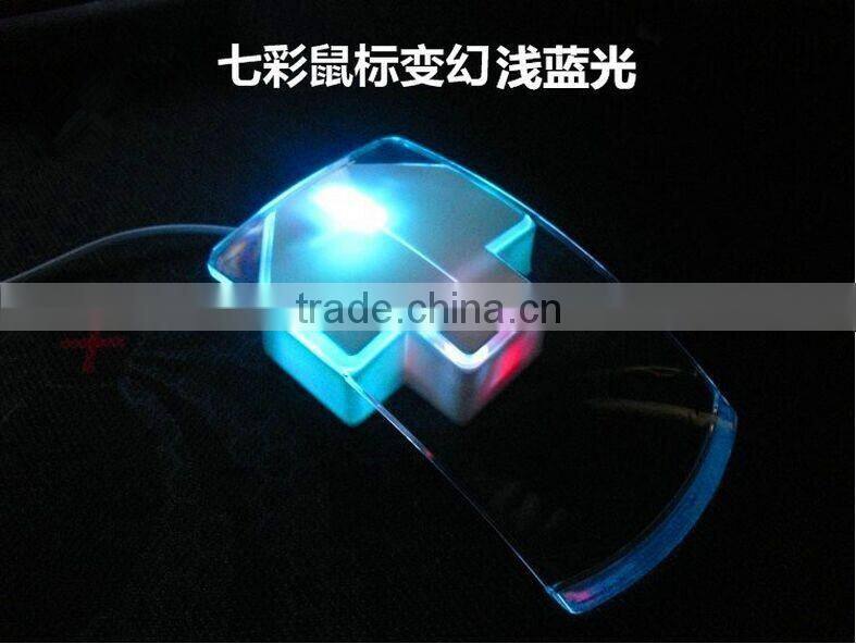 Latest LED Clear wired mouse Colorful Transparent LED Mouse