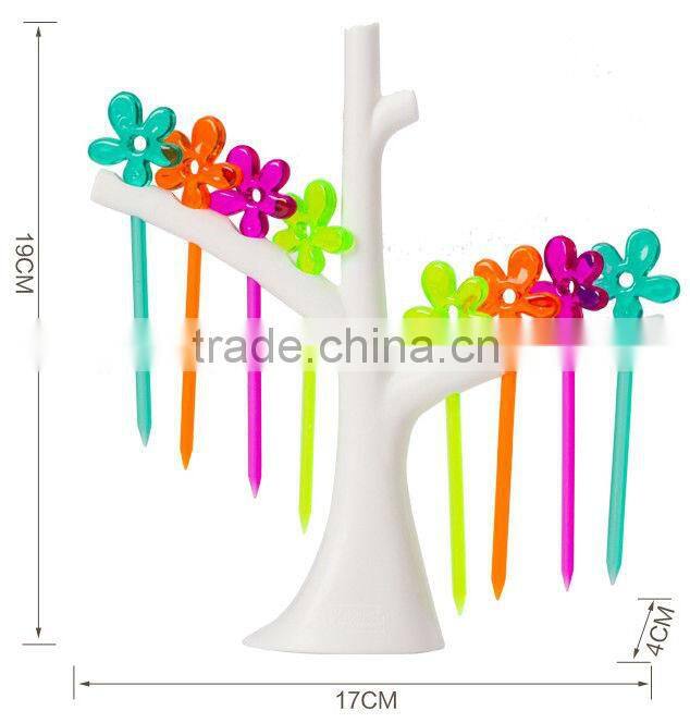 Supply creative trees flower plastic fruit fork