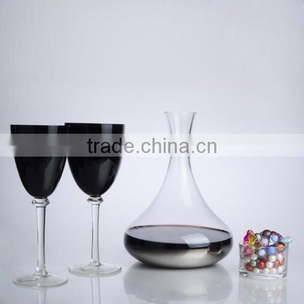 2016newest print the blue 1L glass decanter with 400ML glass water color wine glass set
