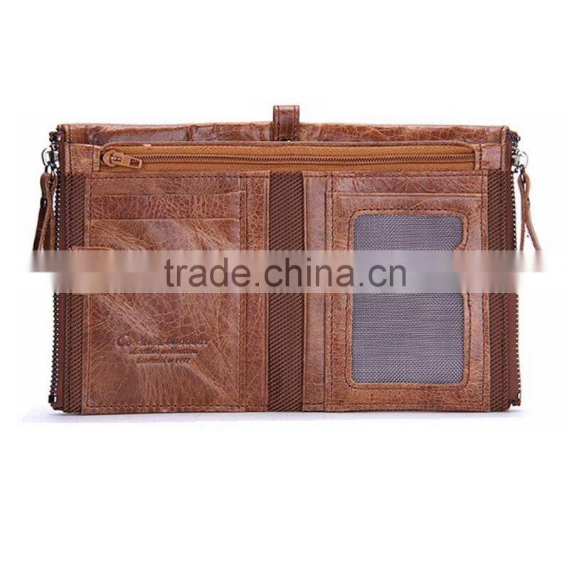 Manufacture custom logo leather brown men formal wallet and coin pocket