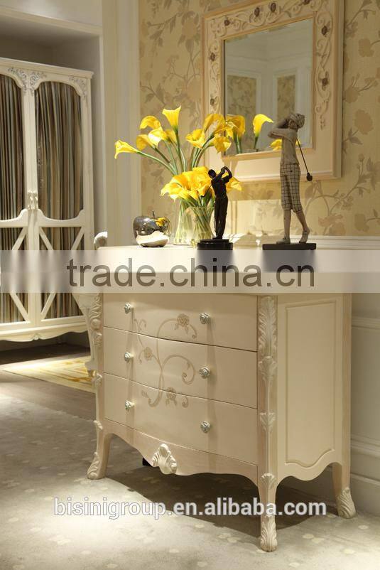 French style classic design kids princess wooden carved bed design in ivory color - BF07-70354