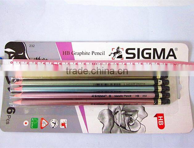 Graphite wood color pencil with eraser