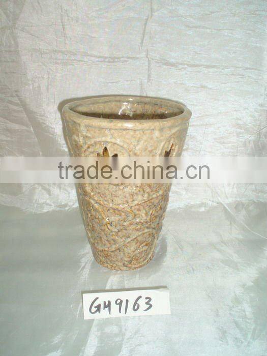 Yellow Ceramic Shoe Flower Pot