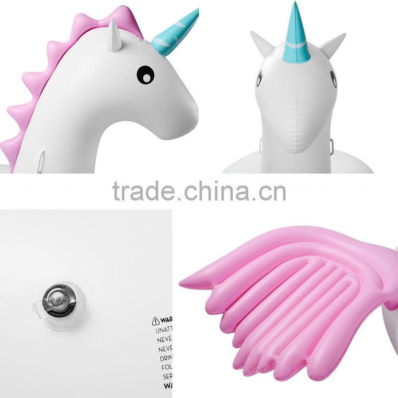 2017 new style hot selling leasure giant inflatable rainbow colorfull unicorn pool float ourdoor swim ring raft water party toys