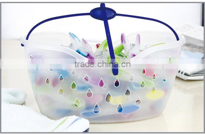 low price with good quality hold small sundries Clothes Pegs with Plastic Basket