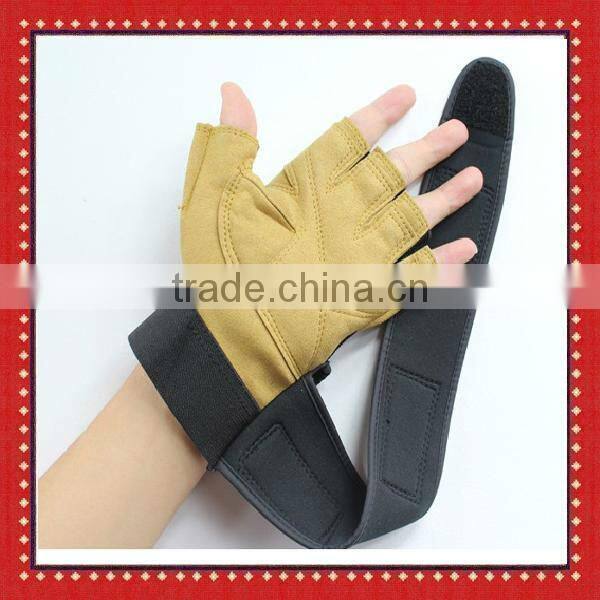 Fingerless suede pig leather fitness gloves
