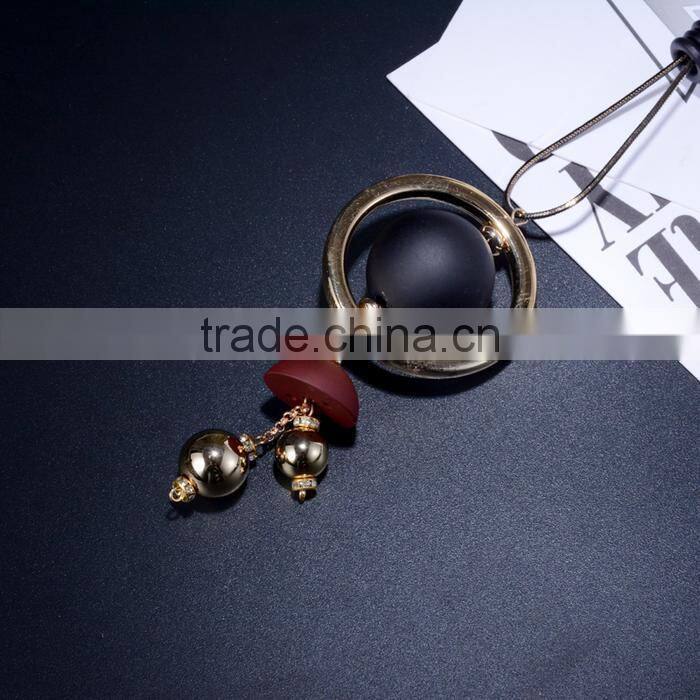 large ball hoop pendant necklace geometric pendant long necklace Korea new design sweater necklace
