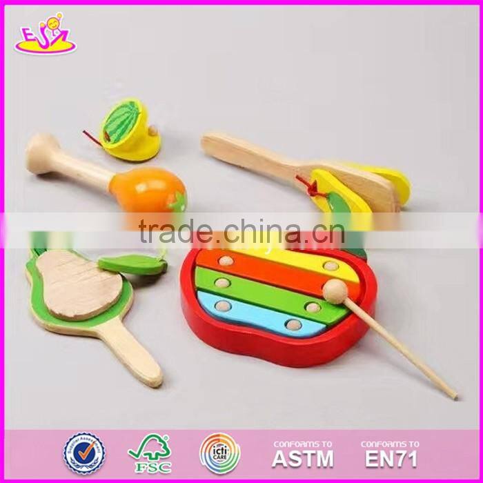 2017 New design fruit shape multi-function wooden music toys for toddlers W07A118