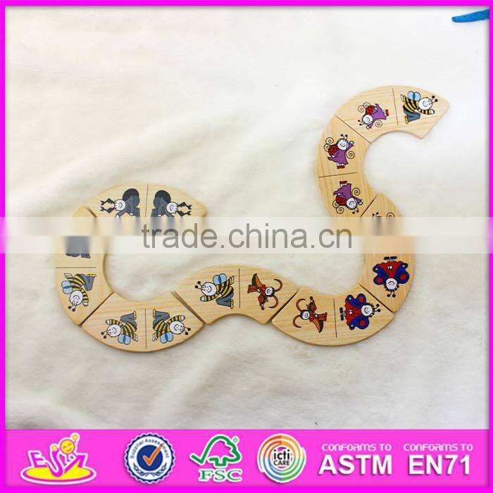 2016 hot sale funny children wooden domino toy W15A063