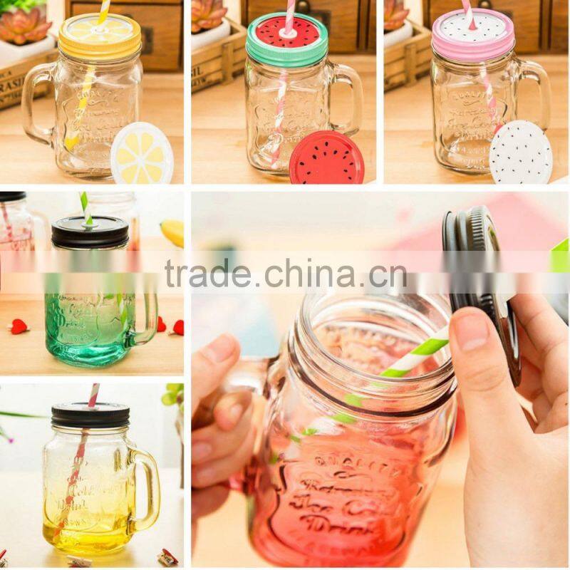 500ml Mason Glass Cup Drinking Jar with Handle Mug