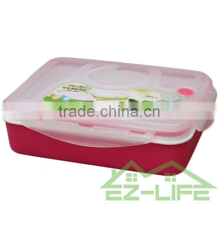 multifunctional BPA free plastic bento lunch box 4 compartments for adults with soup bowl