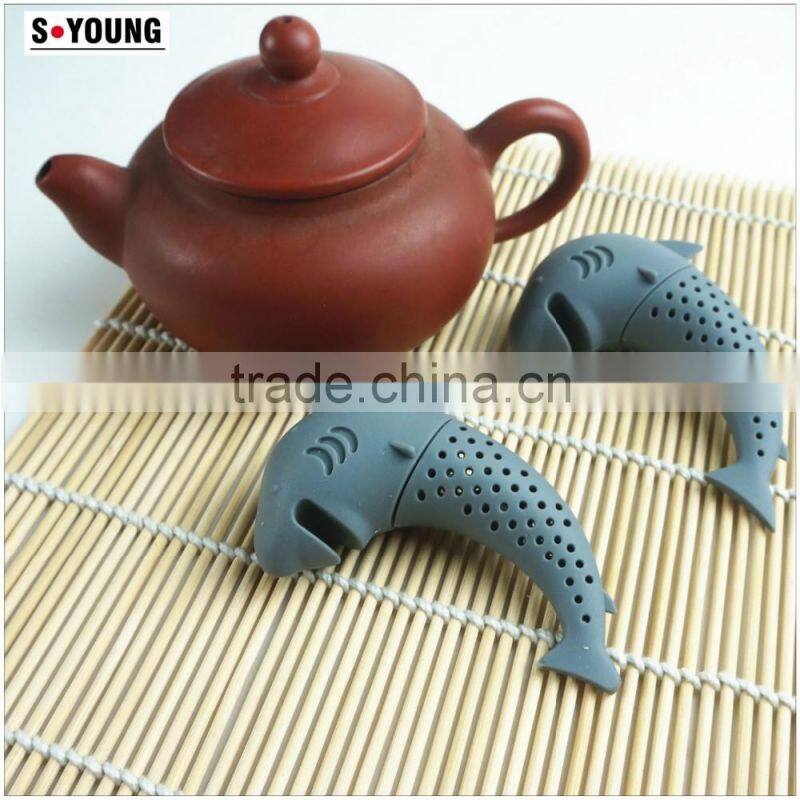 16159 Silicone Shark Infuser Loose Tea Leaf Strainer Herbal Spice Filter Diffuser