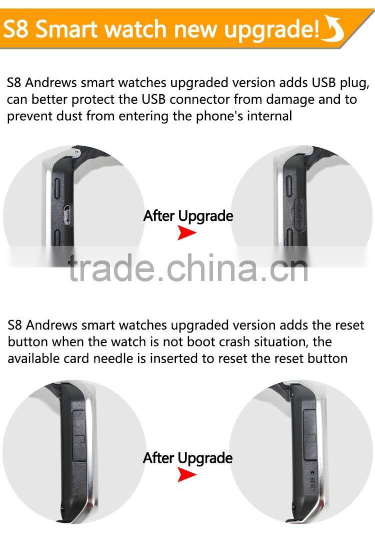 2017 new S8 smart watch Android 4.4 system Bluetooth 3G watch MP3 touch screen smart watch for Android for iphone