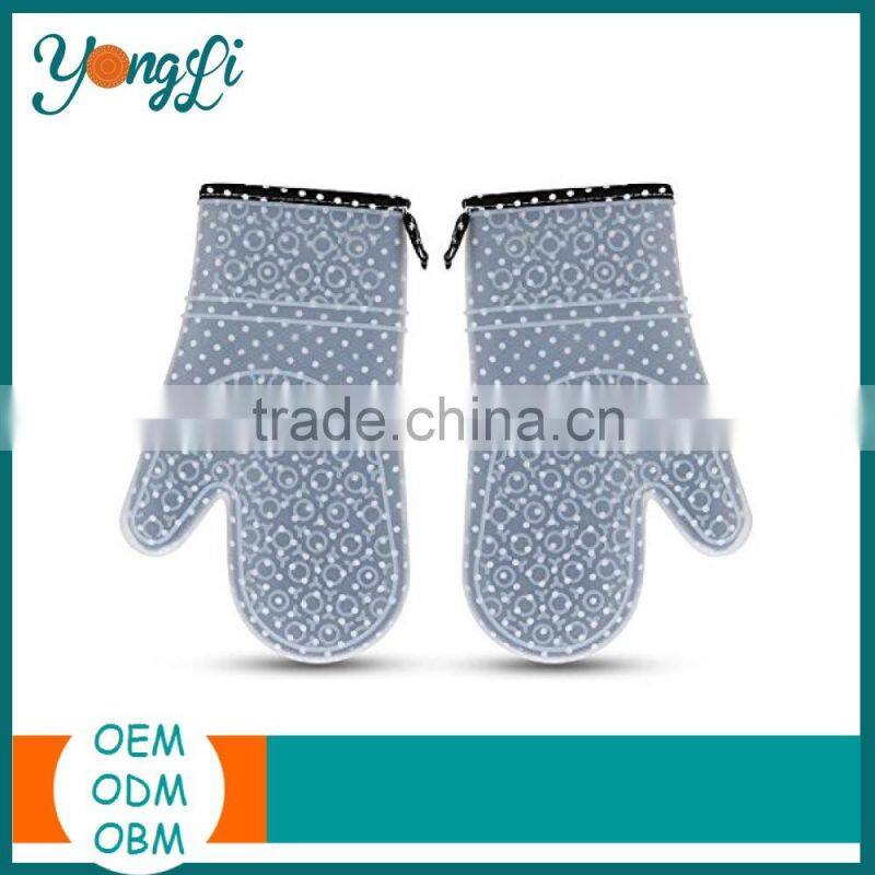 China Wholesale Custom Silicone Rubber Cotton Colorful Mitts - 1 Pair of Long Professional Heat Resistant Oven Mitt Set of 2