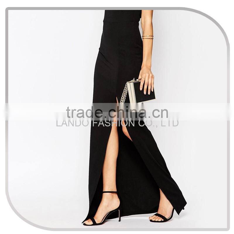 Ladies sex open back side split gown dress & Wholesale ladies fashion party wear gown evening dresses 2016