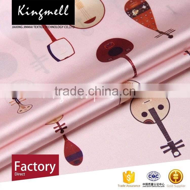 Custom high-end Chinese lute digital printed silk satin fabric