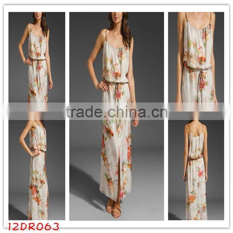 wrap dress!floral printed!12DR056 2012 Summer Hot selling Flower Printed Ladies dress