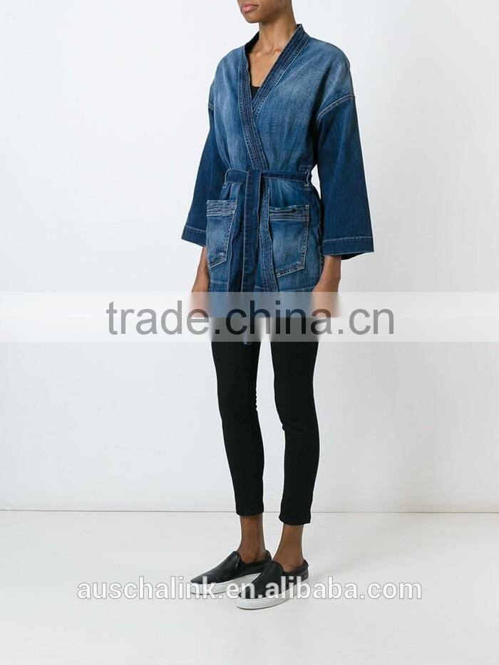 hot sale unique design lady denim kimono style jackets for sale