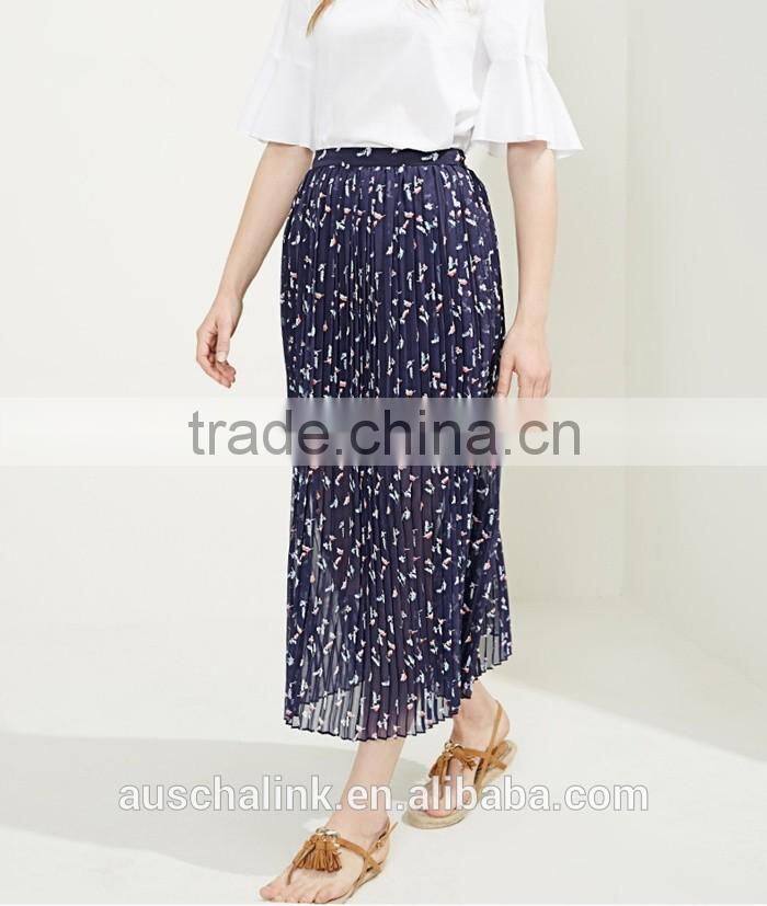 latest summer korea style ladies long pleated skirt design new pattern