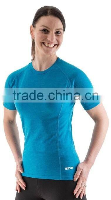 cheaper customized blue sport gym women t shirt