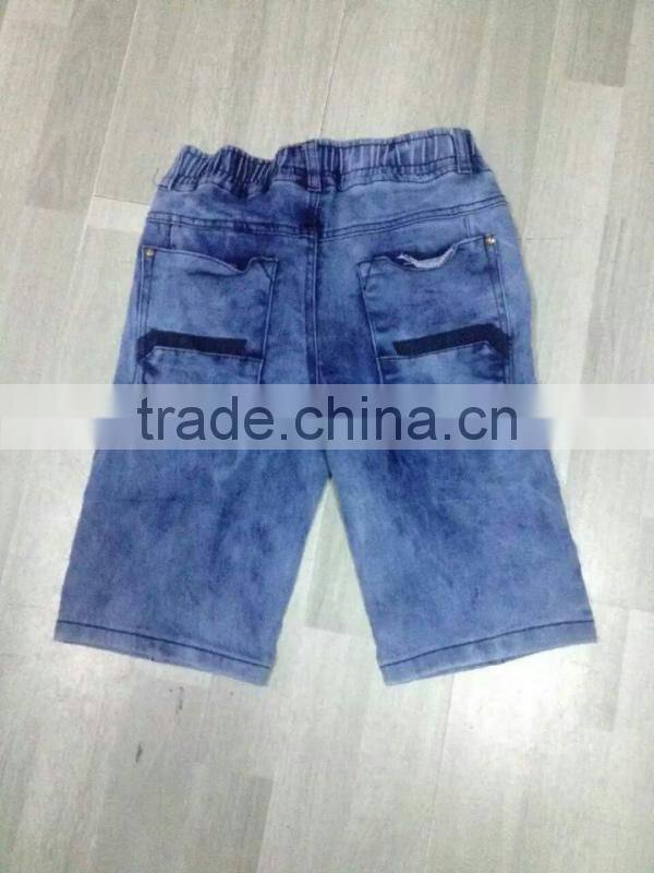 Stock lots clothing kid's casual new desgin cheap denim shorts