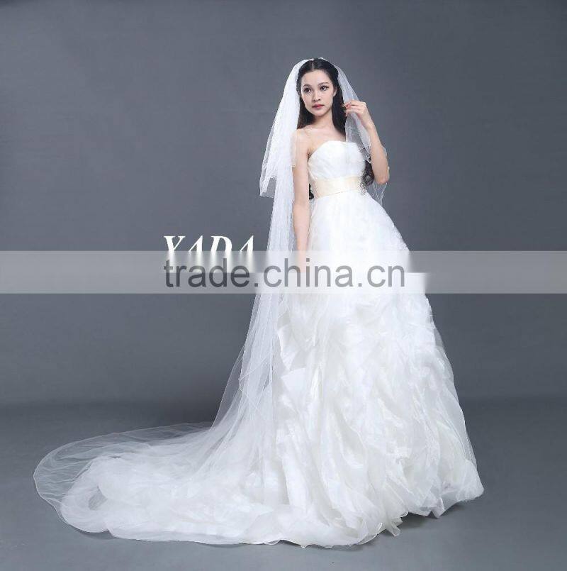 Off shoulder organza fabric bust ball gown skirt wedding dress