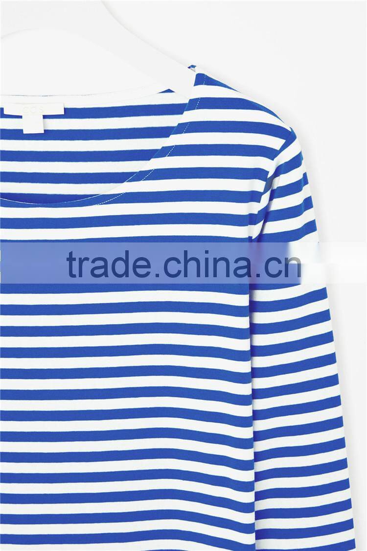 100% Linen Stripe Design Fashion blouses Custom t shirt turkey