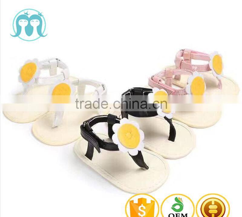 2017 cute Pink baby girl cool Sandals kid shoes baby girl summer Black child shoes white Flower casual beach party shoe