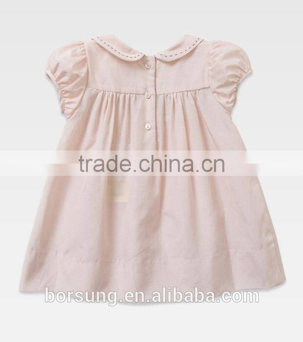 2015 Baby Frocks Designs Boutique Clothing Pink Cap Sleeve Fashion Girls Summer Smocked Party Dress