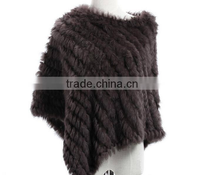 2015 2016 wholesale best-selling women cashmere knitted faux fur poncho