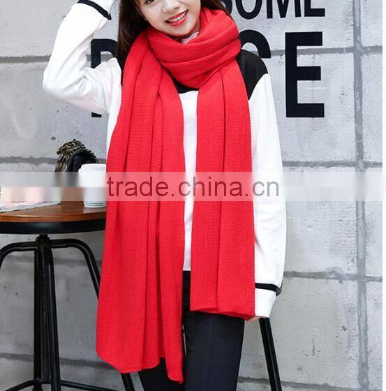 2017 new design fancy 16 colors latest ladies plain knit scarf