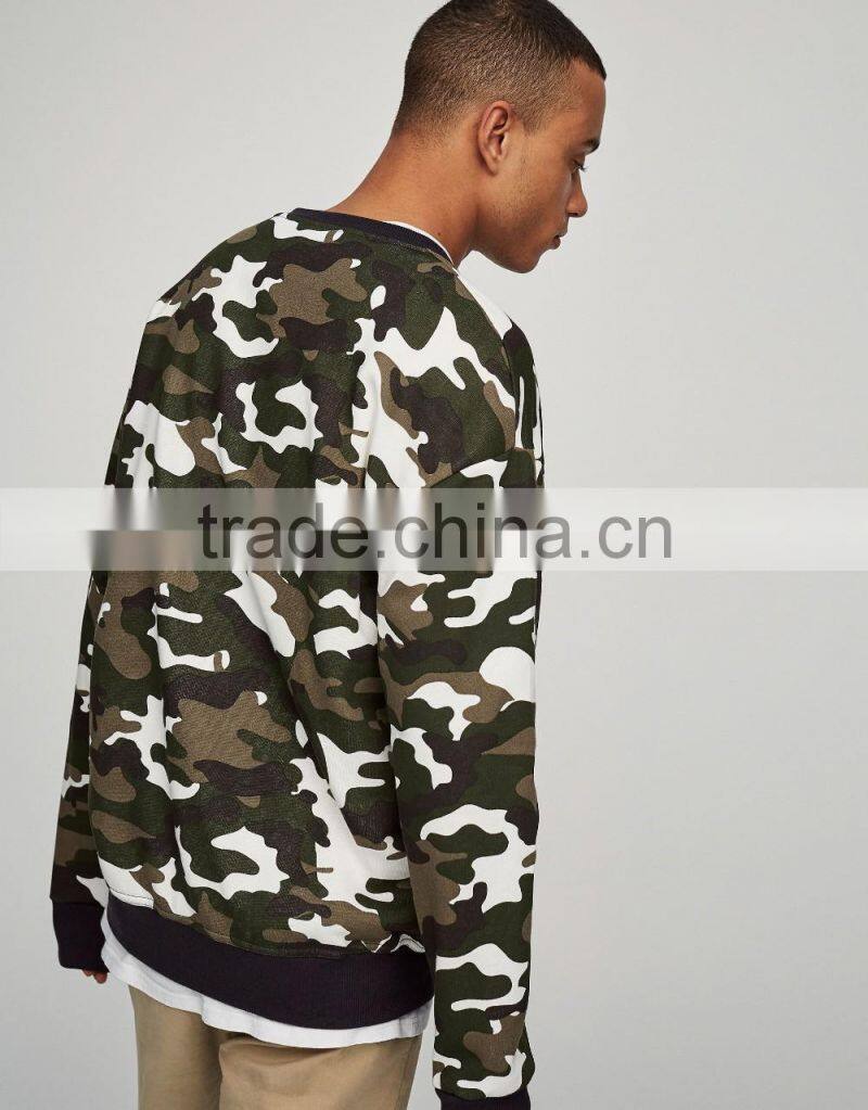 Wholesale fashion crewneck camo men sweatshirt no hood