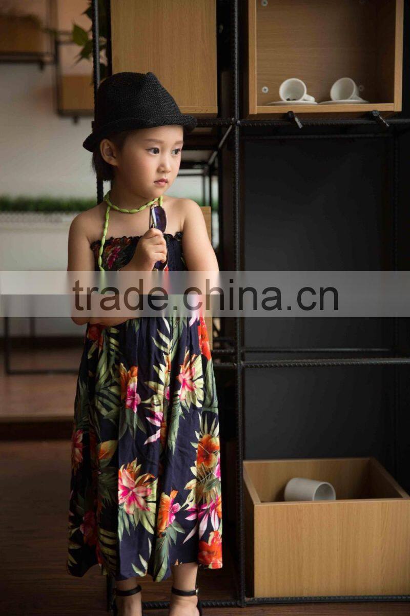 COOL KID ZONE 2016 rayon flower soft baby dress off shoulrder fashion girl baby dress